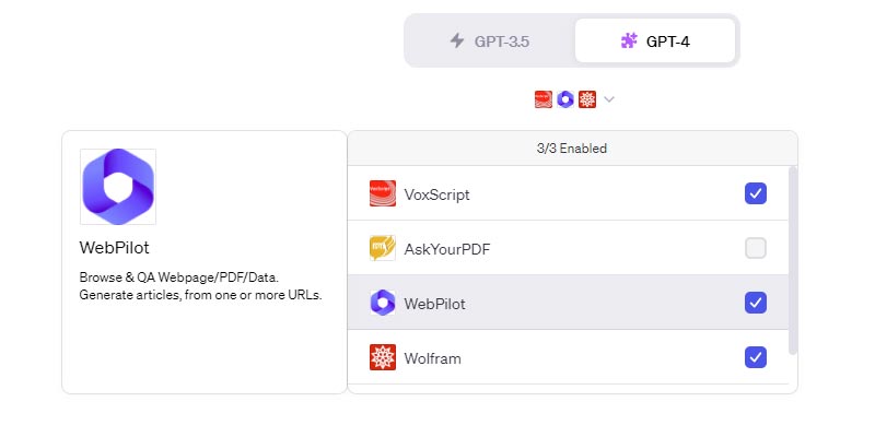 Webpilot Plugin in ChatGPT